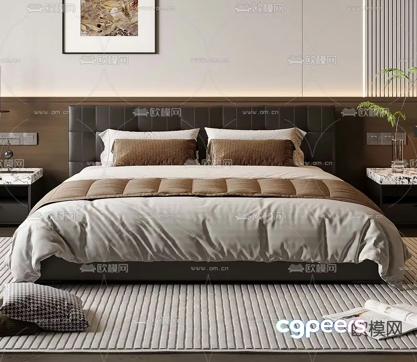 Italian double bed 3d model
