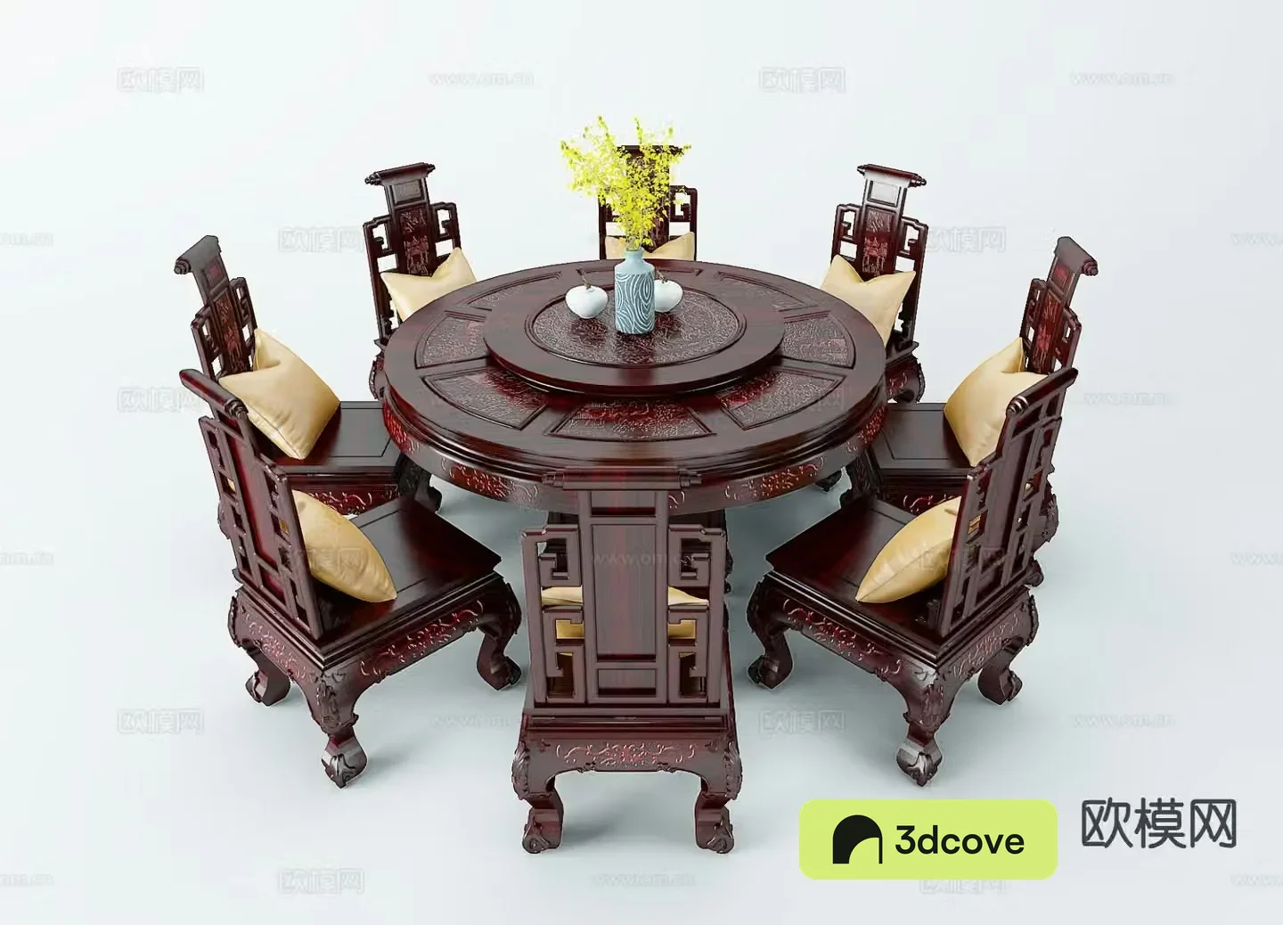 Chinese style dining table and chairs round dining table