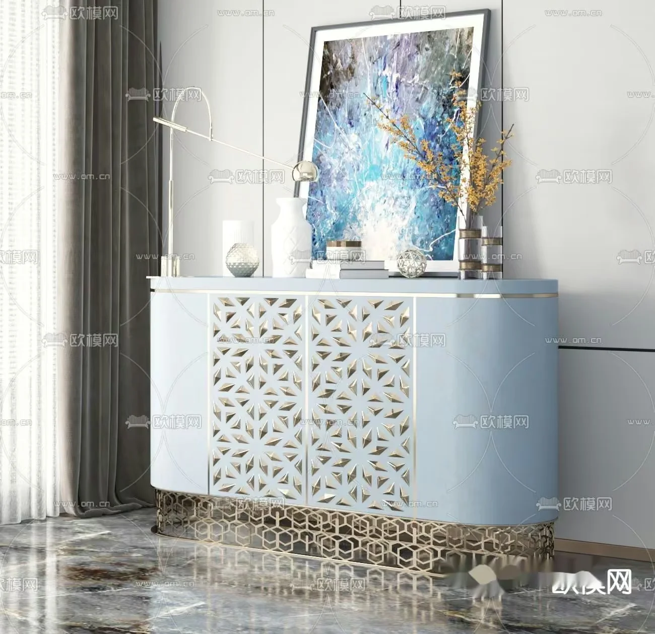 Modern White Dresser 3D Model – 2720 – VRAY Render