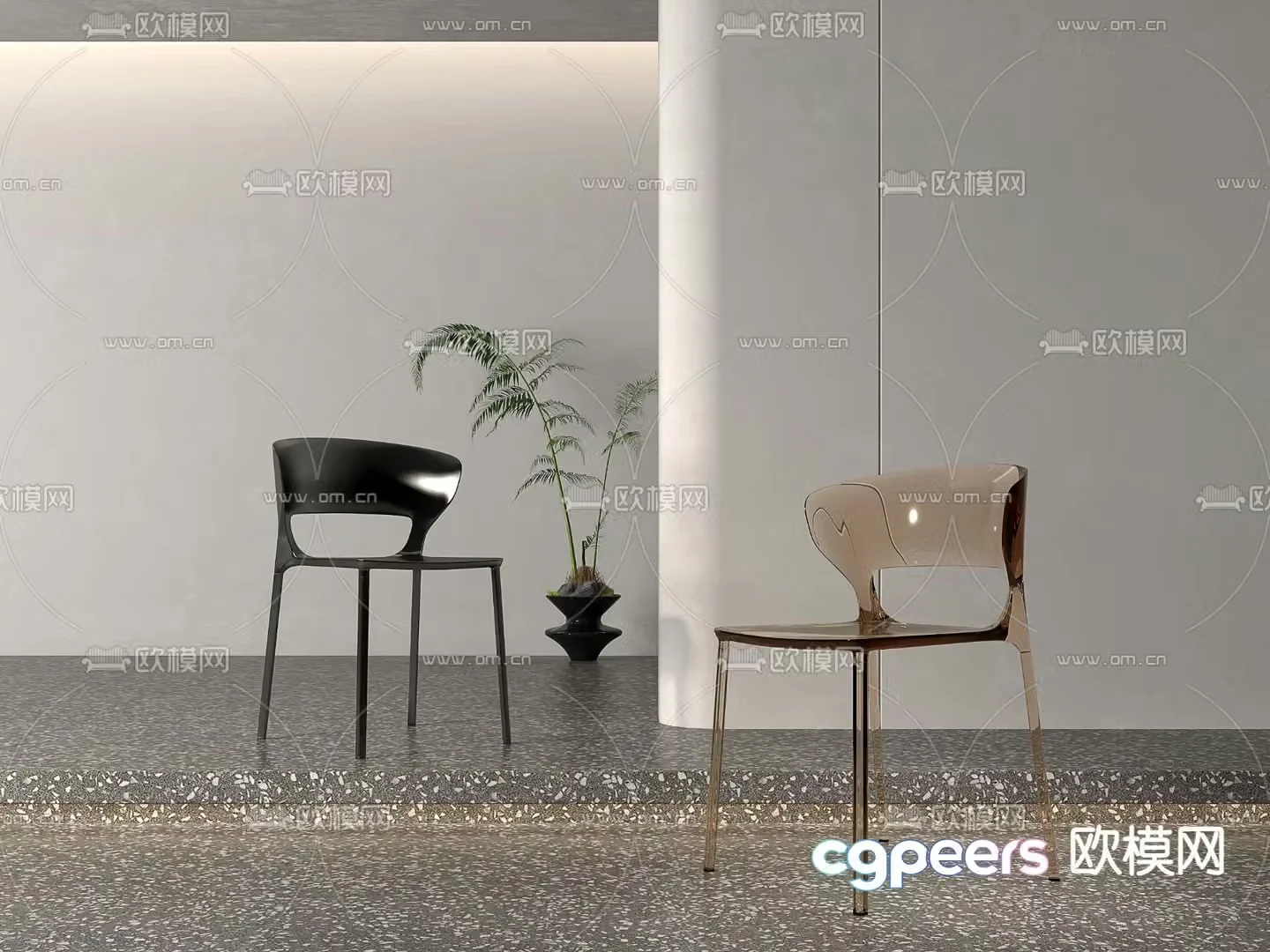 Transparent single chair dining chair chair 3d model