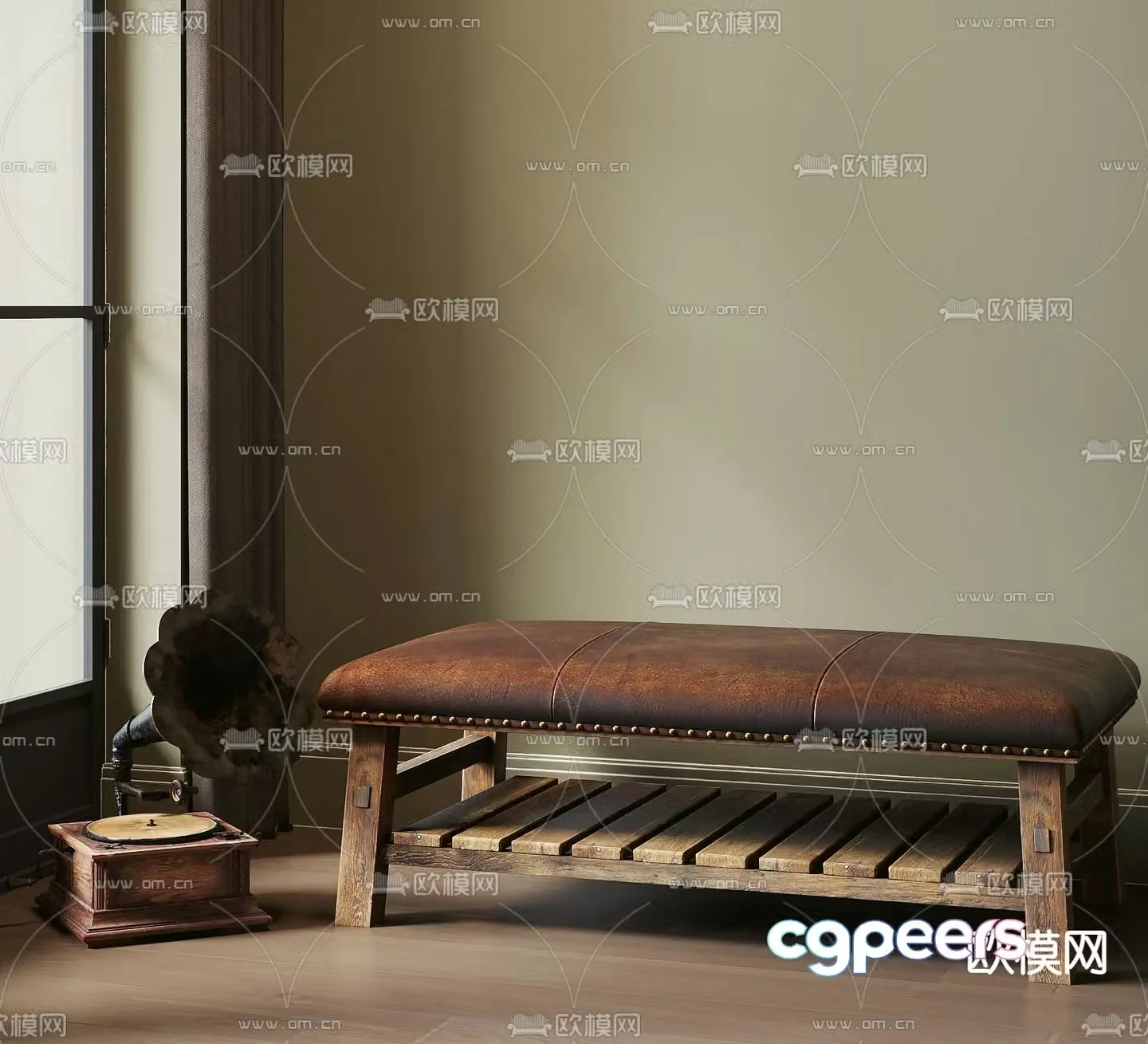 American stool sofa stool bench shoe changing stool 3D model