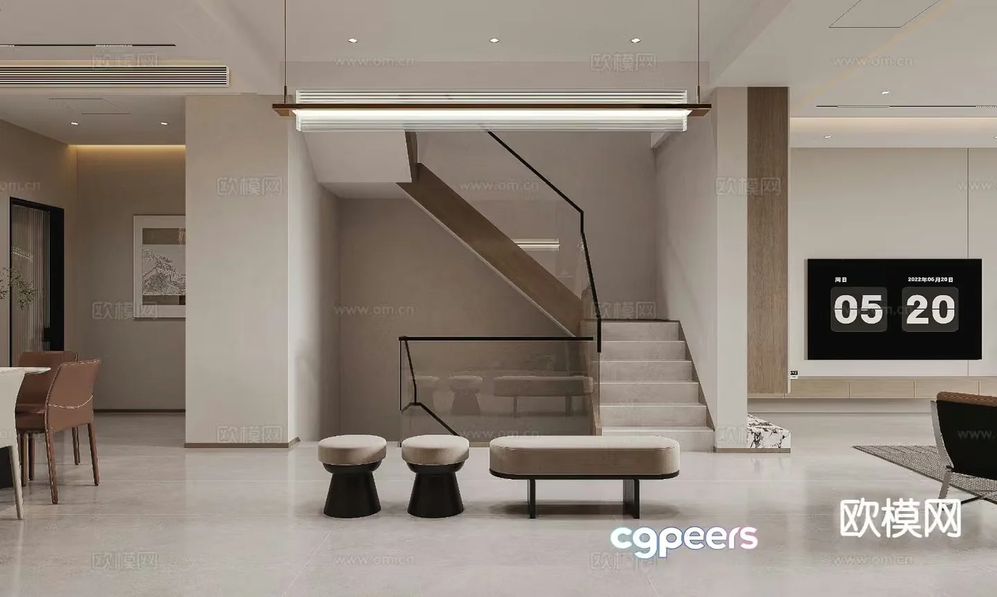 Modern Minimalist Interior 3D Model – 14956 – VRAY Render