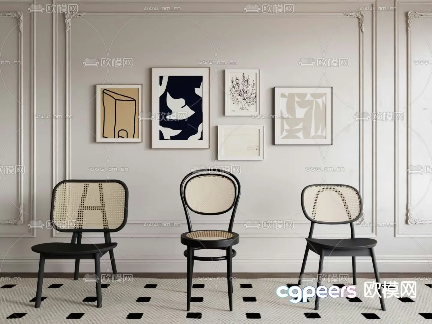 rattan chair dining chair 3d model