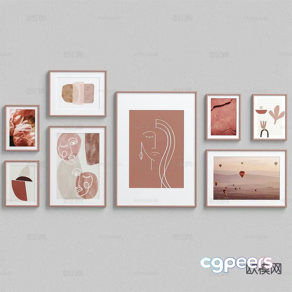 Decorative painting hanging painting abstract painting 3d model
