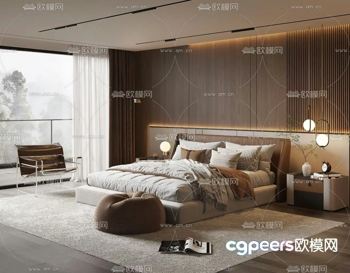 Modern double bed 3d model