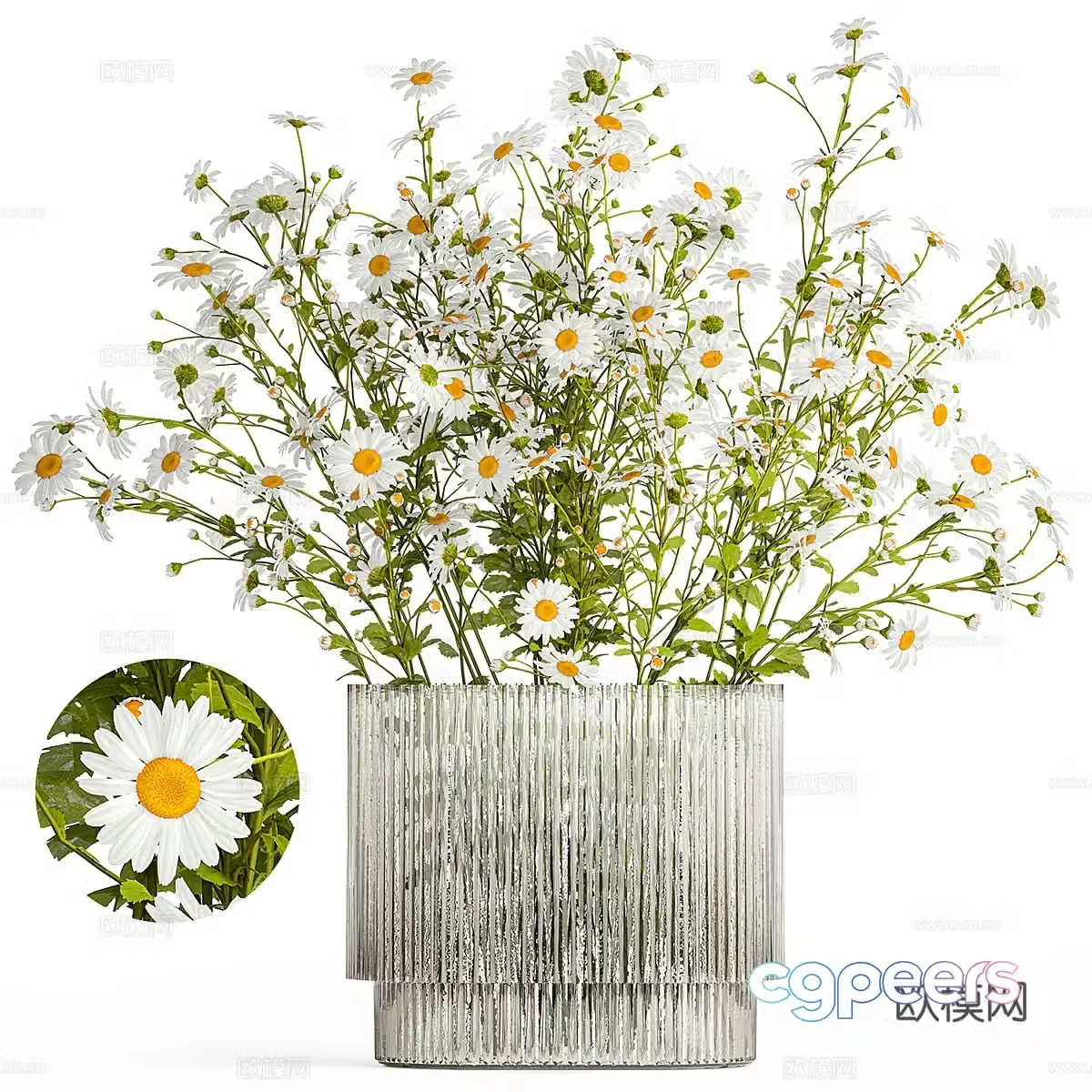 Modern vase flower art chamomile Zou Ju 3D model