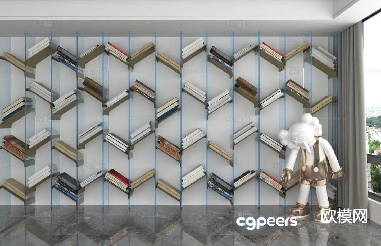 Modern bookshelf locker 3d model