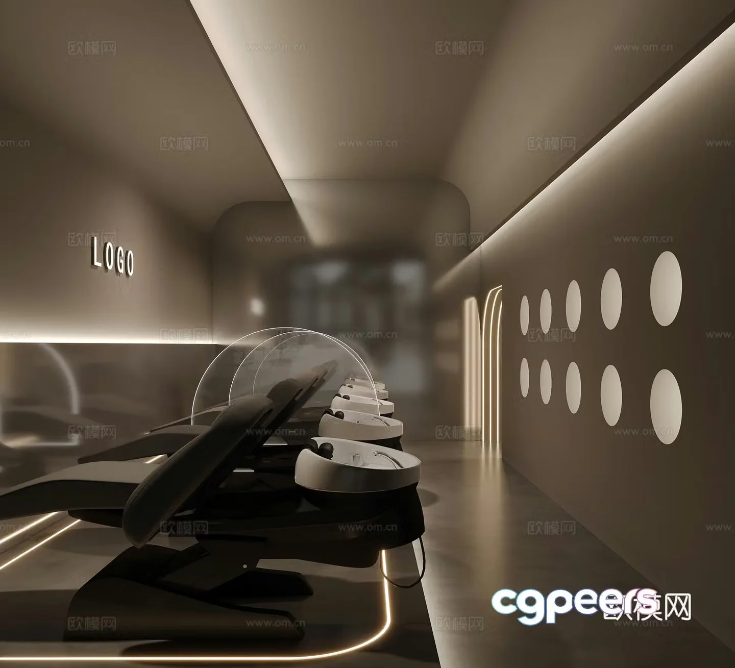 Modern 3D model of hair washing area
