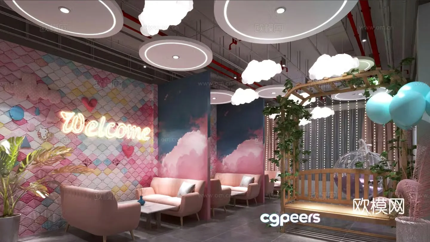 Modern cafe 3d model