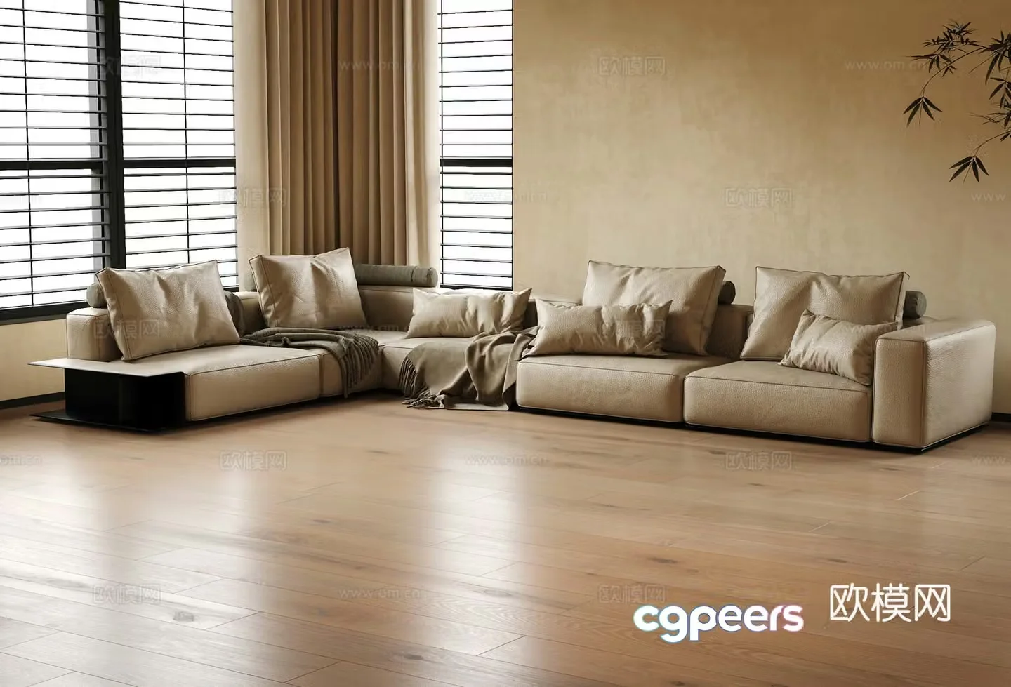 Multi-person sofa corner sofa 3d model