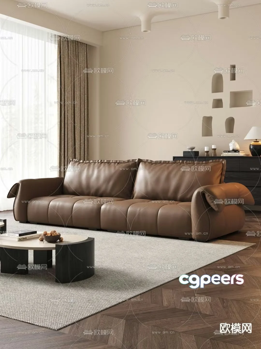 leather sofa loveseat 3d model