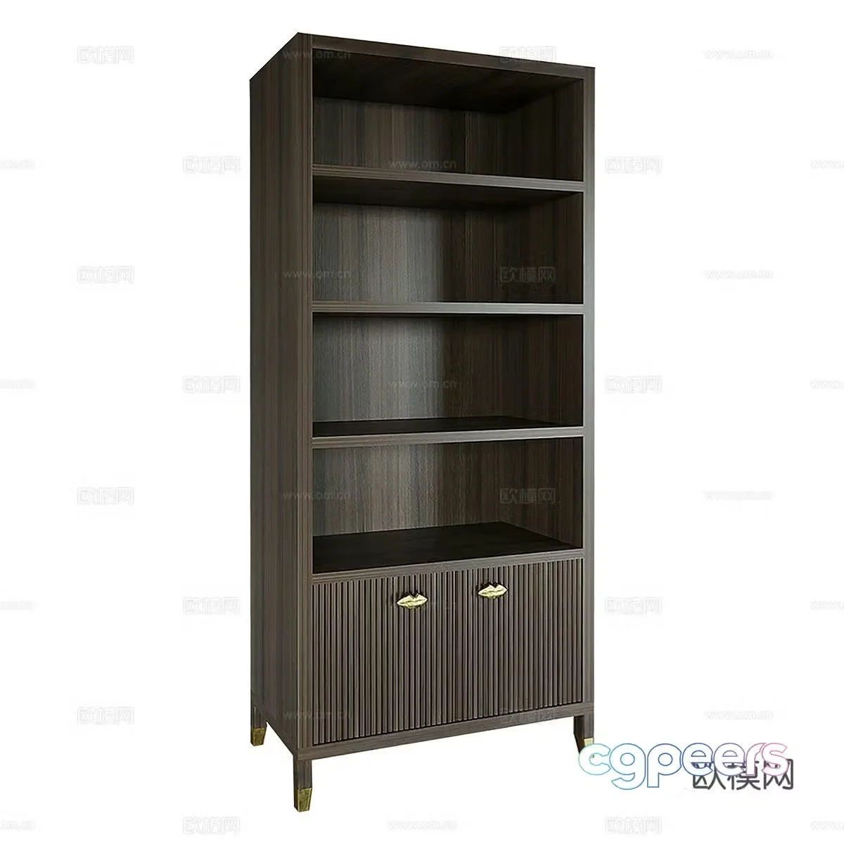 Modern Italian solid wood finished bookcase 3D model