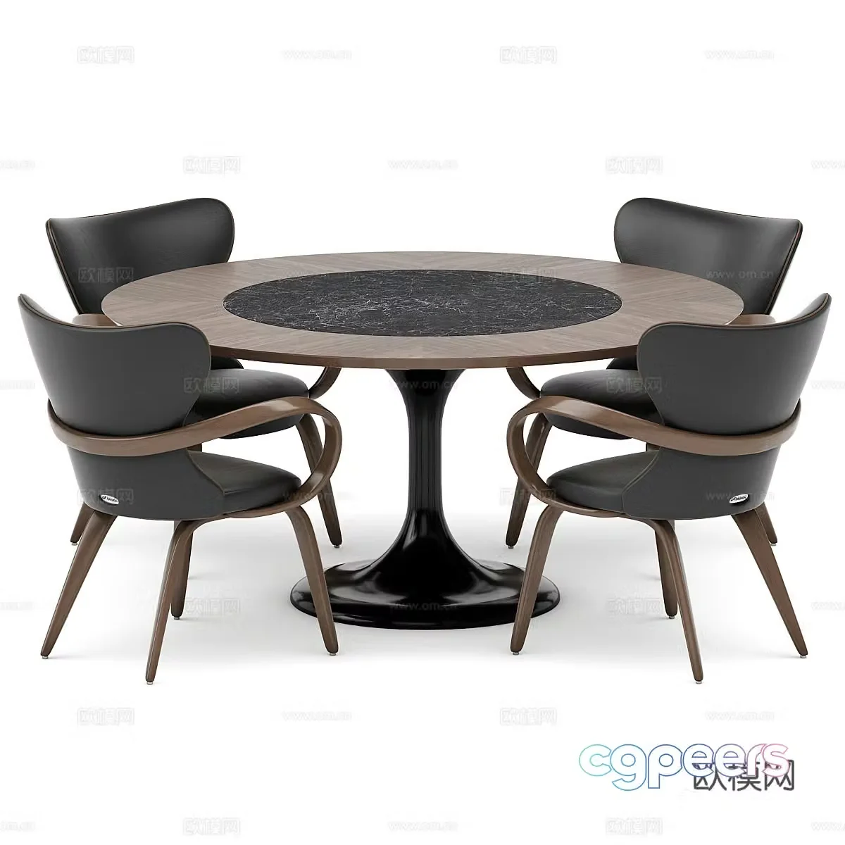 New Chinese dining table and chair 3D model