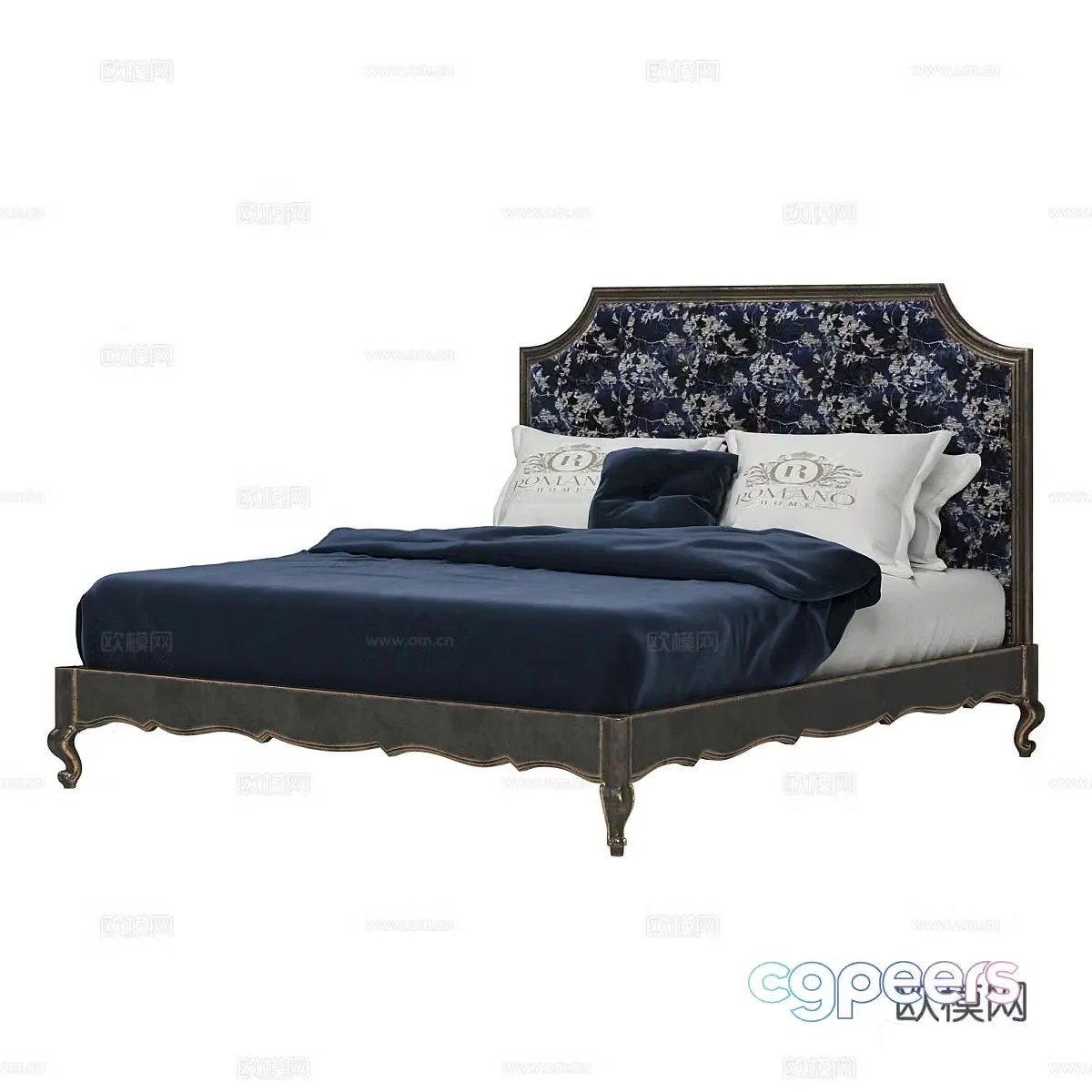 American double bed 3d model