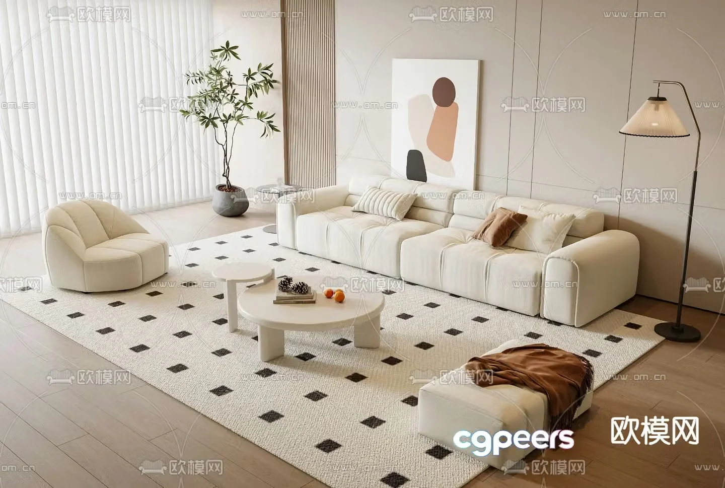 Cream style sofa modular sofa 3d model