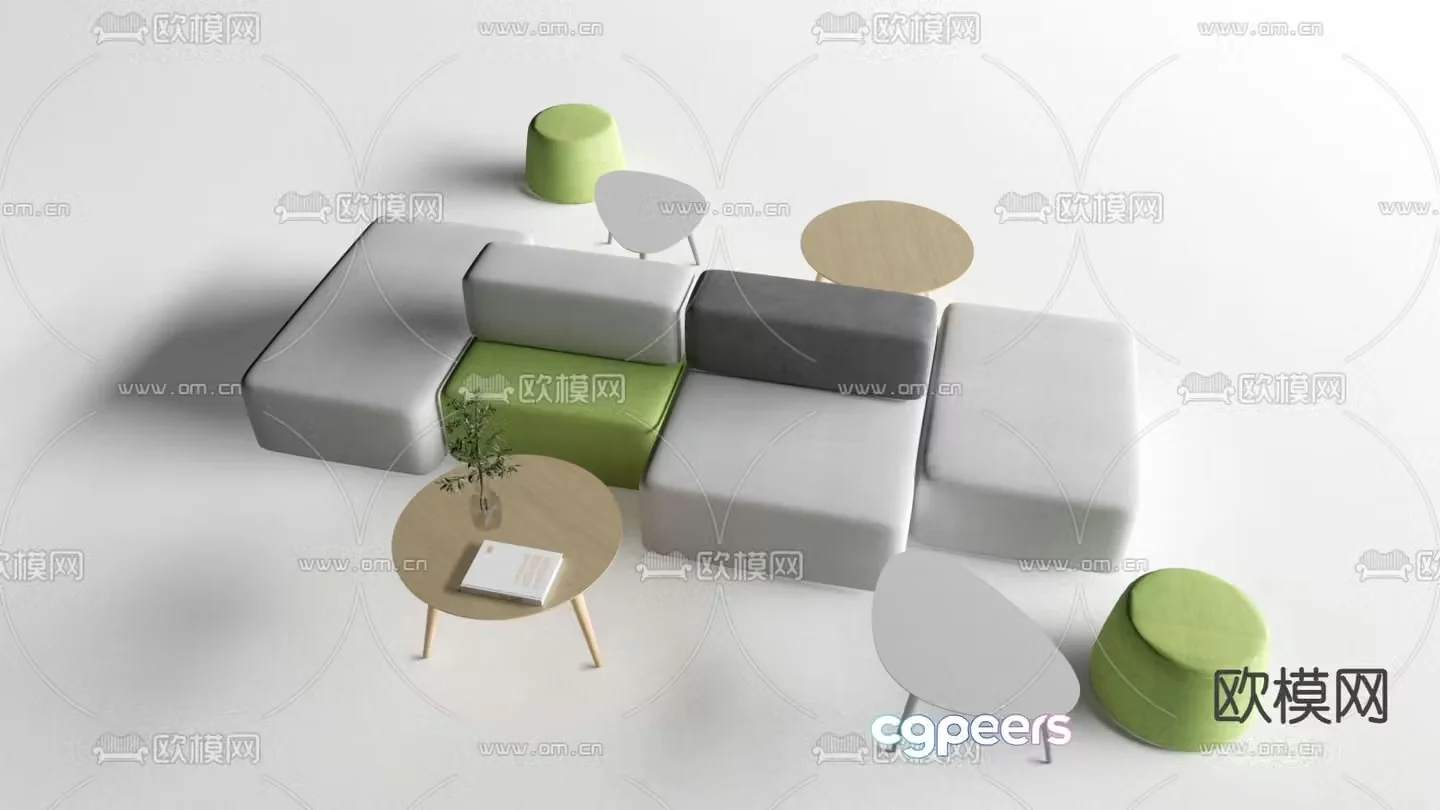 Office leisure sofa module sofa 3d model