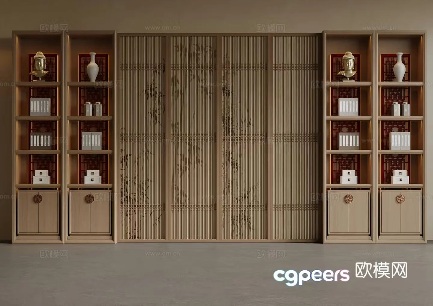 New Chinese bookcase 3D model