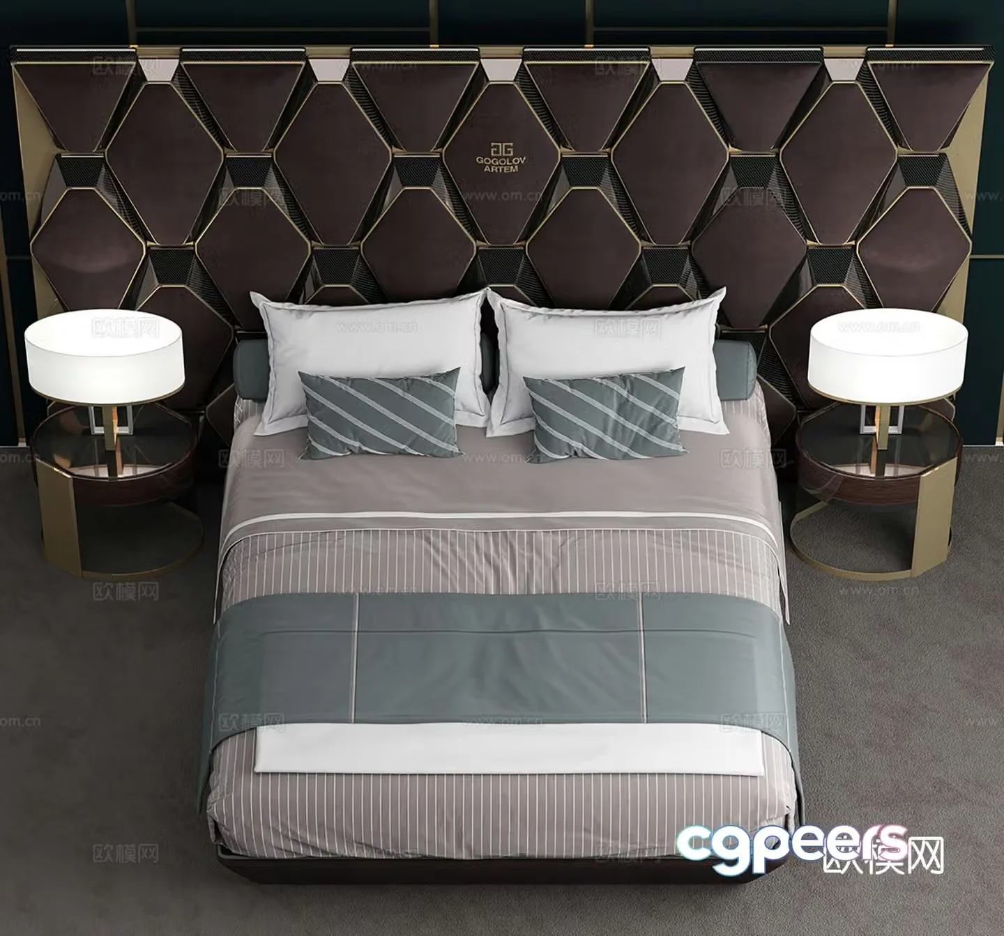 Modern double bed 3d model