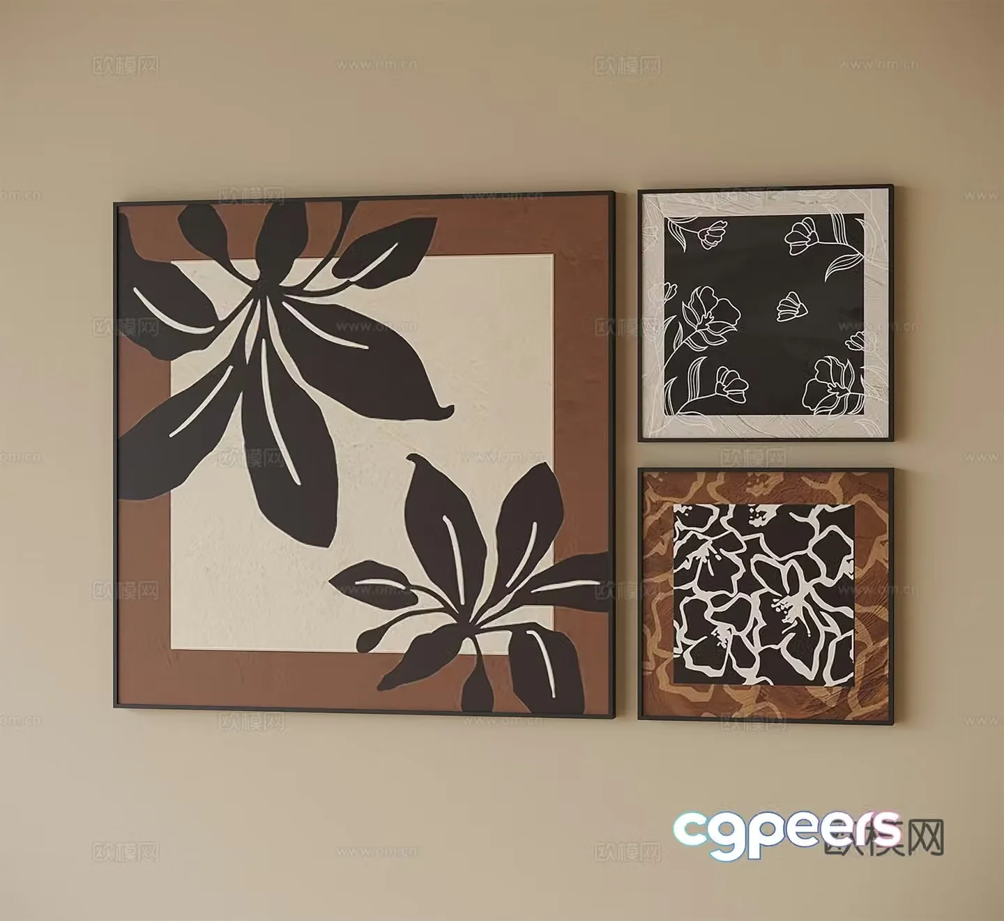 French hanging paintings decorative painting 3d model