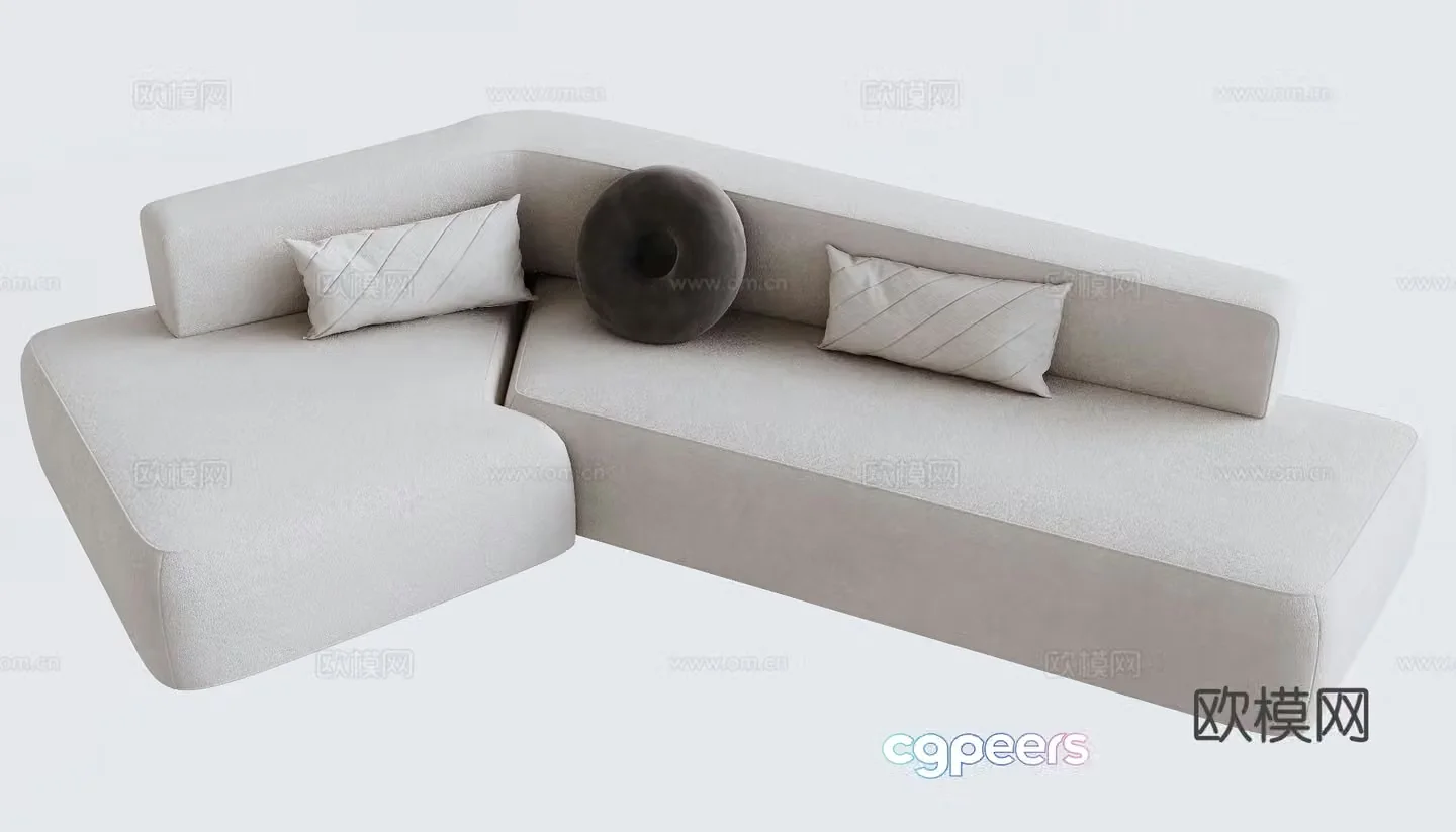 Modern corner sofa multi-person sofa 3d model