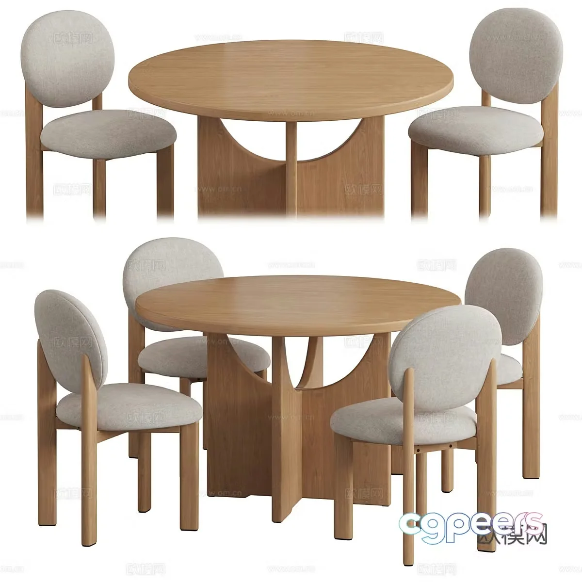 New Chinese style Wasabi dining table and chair 3D model