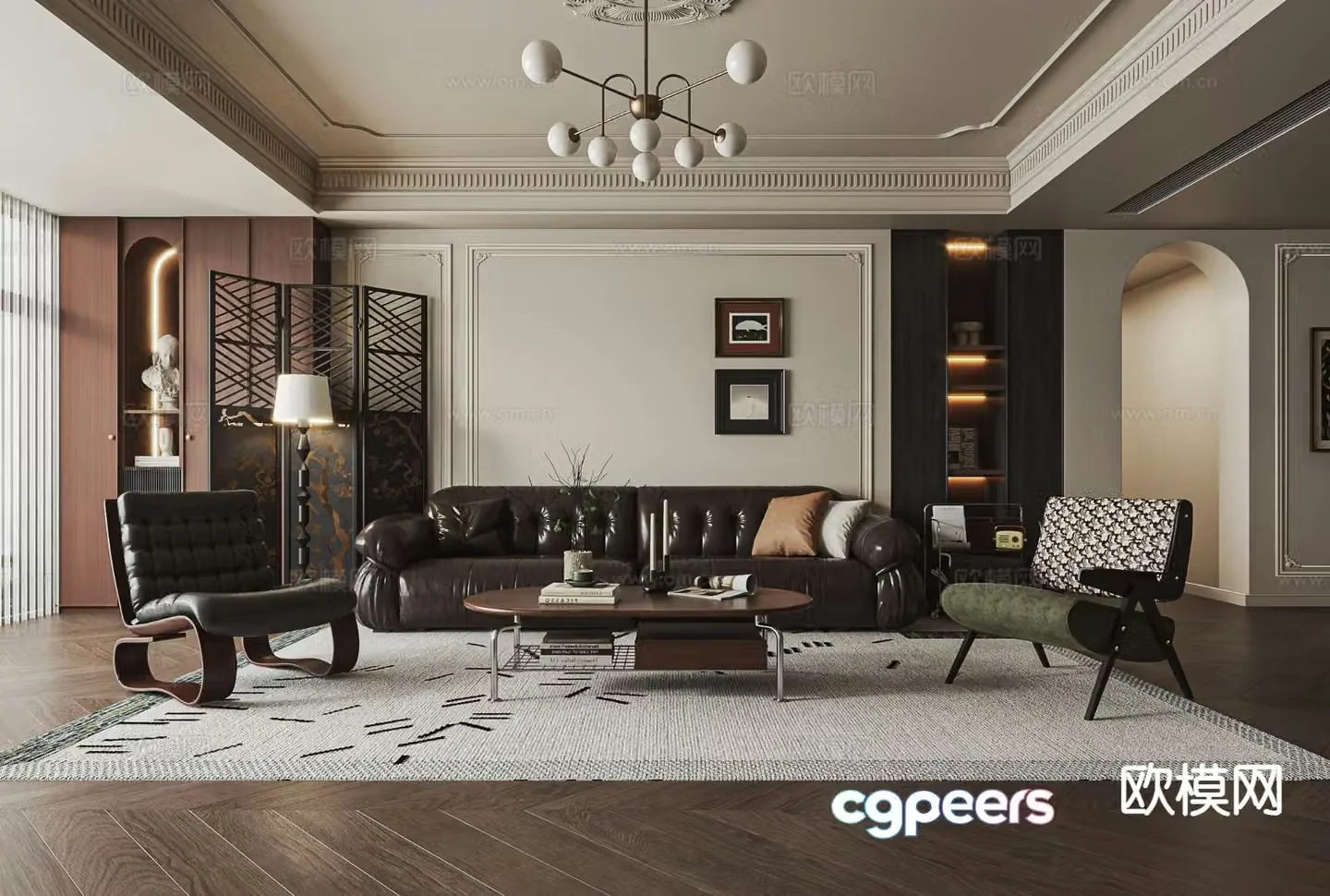French retro living room 3d model