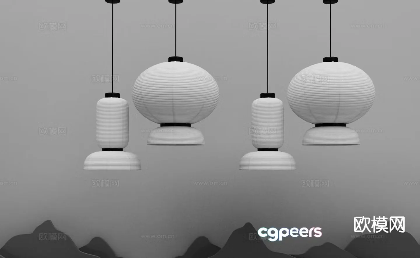 New Chinese style chandelier lantern chandelier 3d model