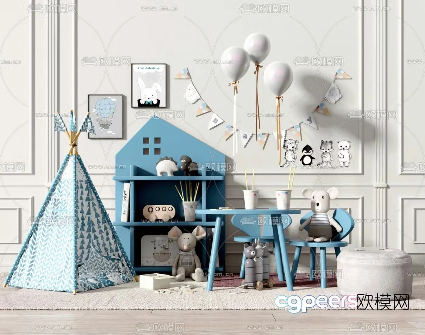 Simple European children’s tent children’s supplies 3D model