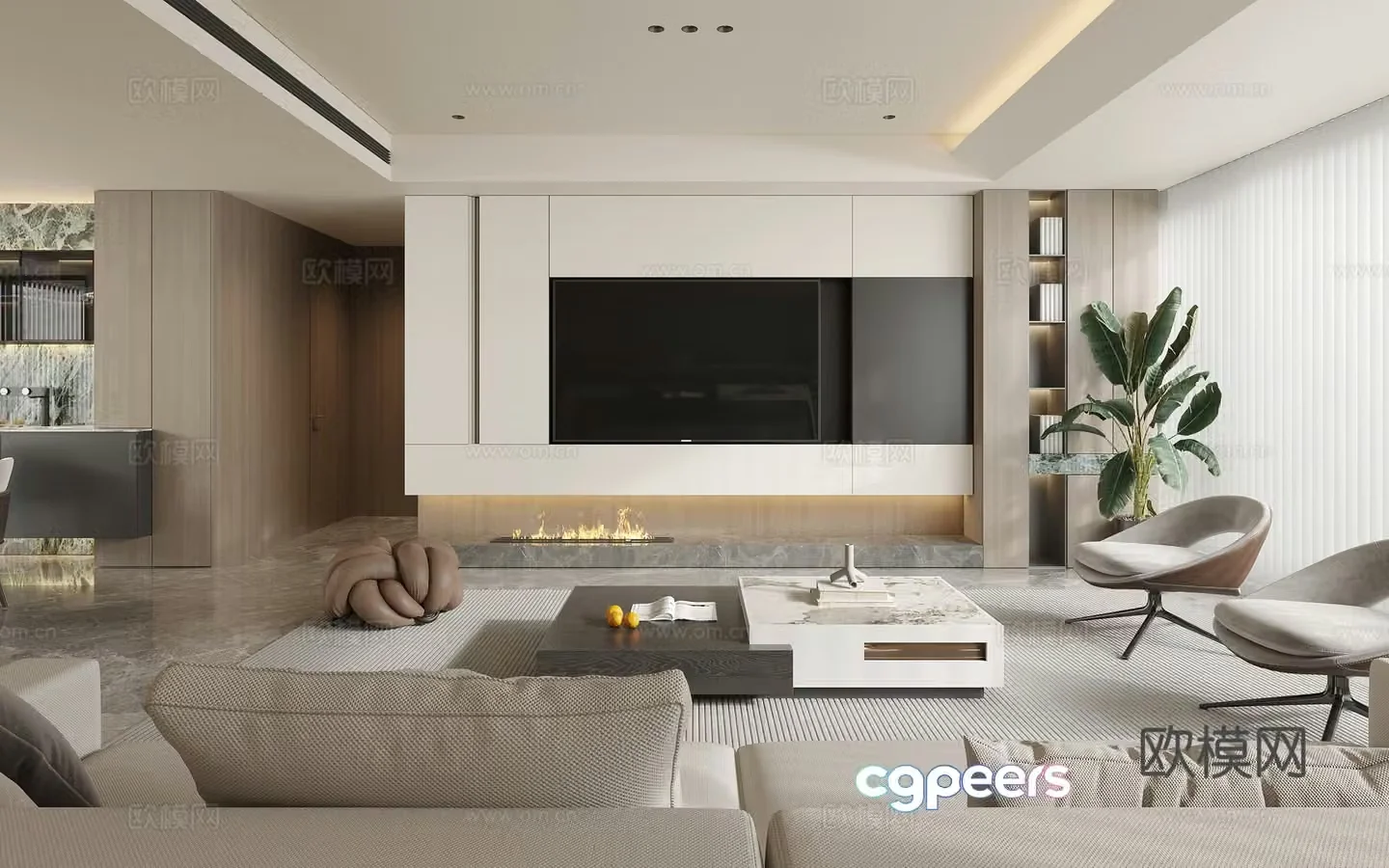 Living room sofa dream curtain 3d model