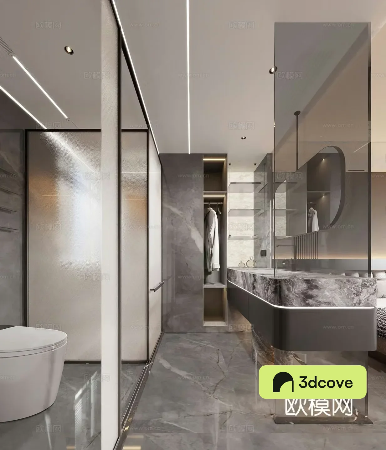 Italian light luxury bathroom cabinet bathroom mirror shower room toilet
