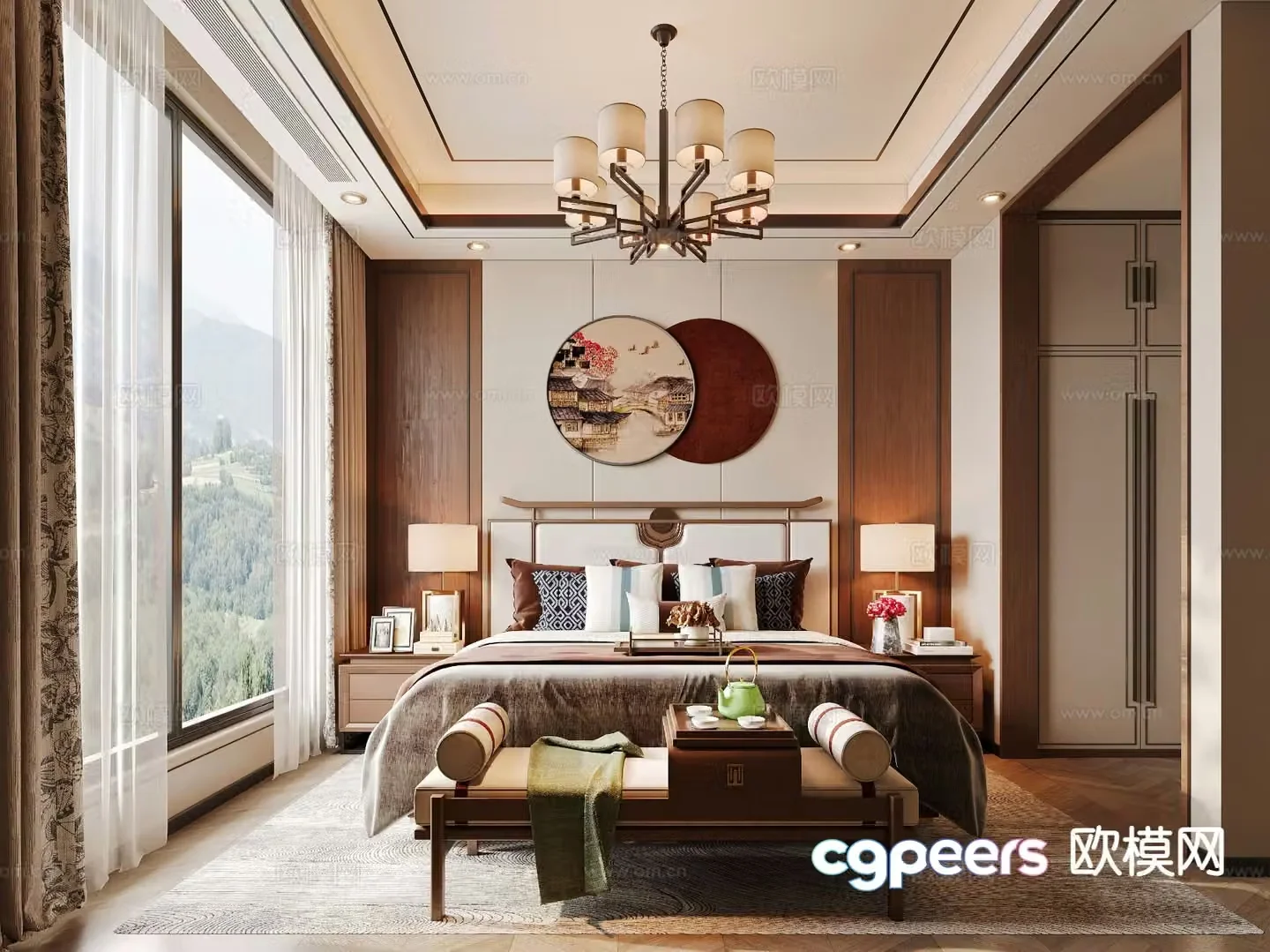 New Chinese style bedroom master bedroom 3d model