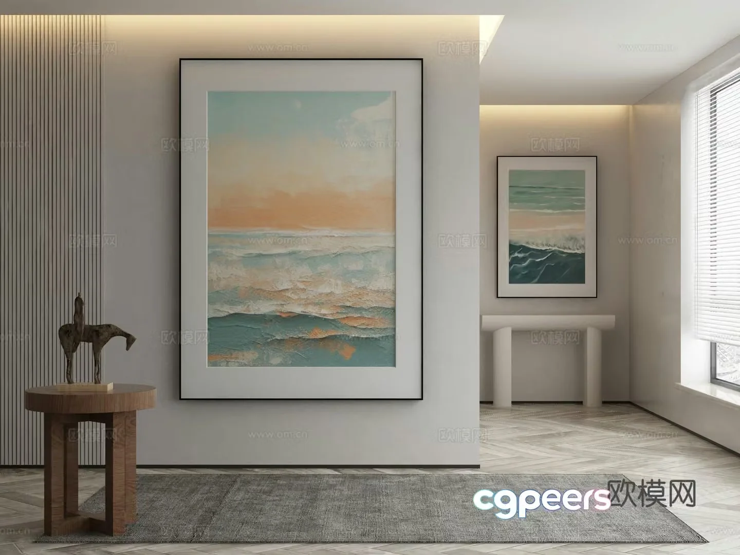 Modern decorative painting landscape painting texture painting 3d model