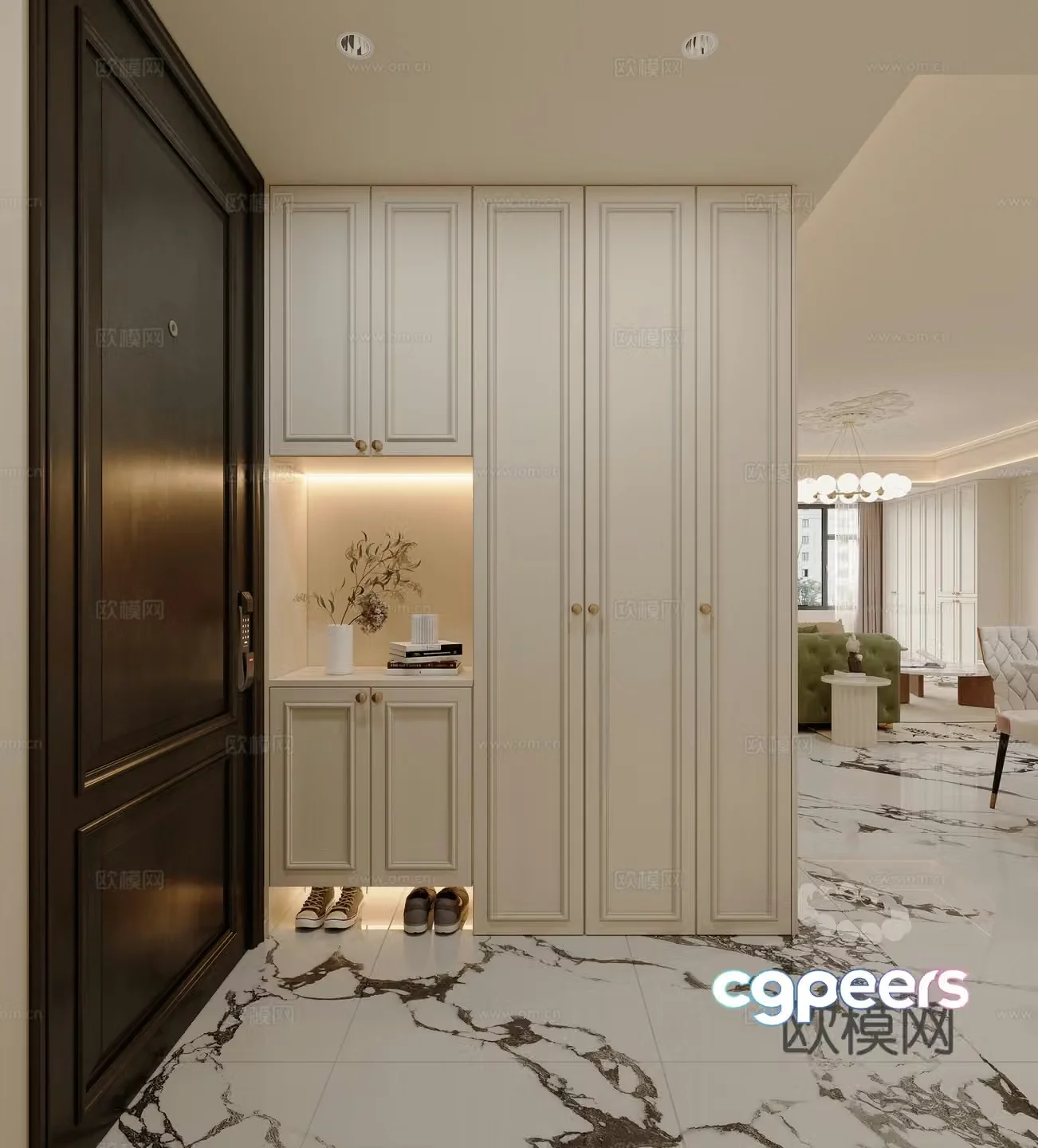 American shoe cabinet French shoe cabinet shoes American entrance door entrance door storage cabinet 3d model