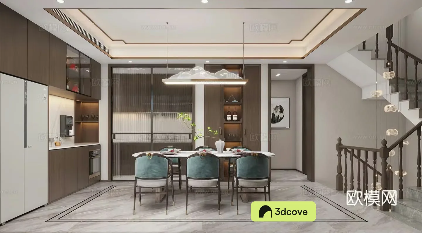 New Chinese style living room New Chinese style restaurant