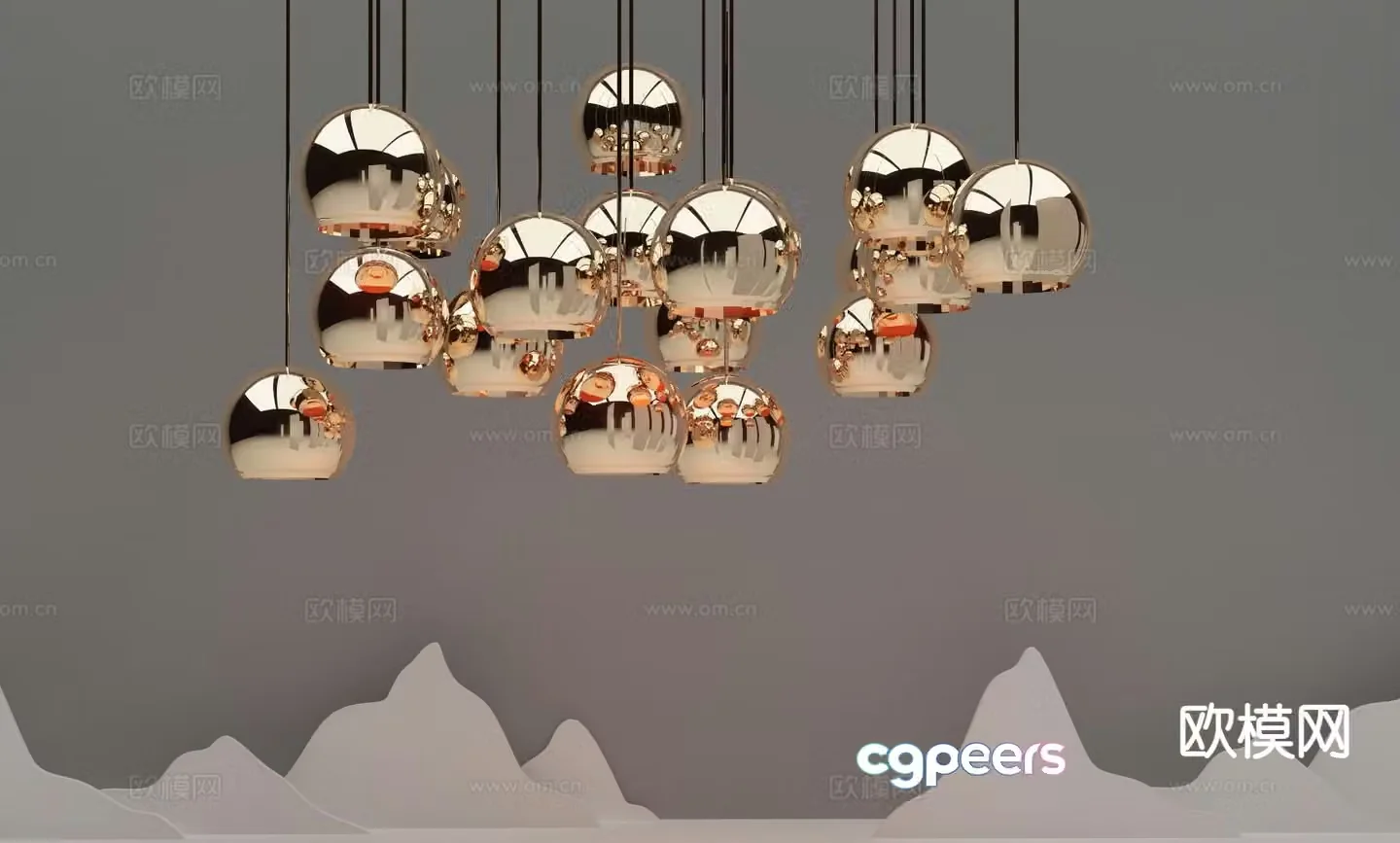 Light luxury spherical chandelier 3D model