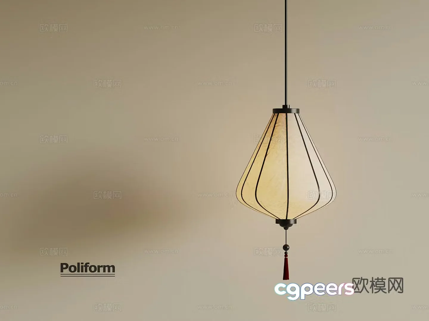 New Chinese Lantern Chandelier 3D Model