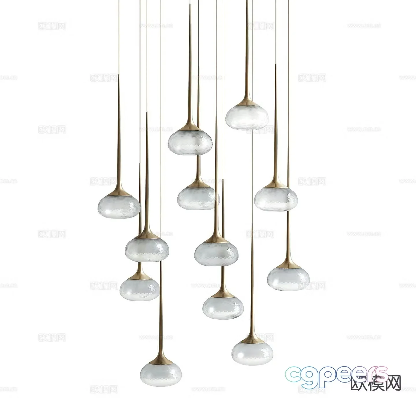 Modern glass chandelier 3d model