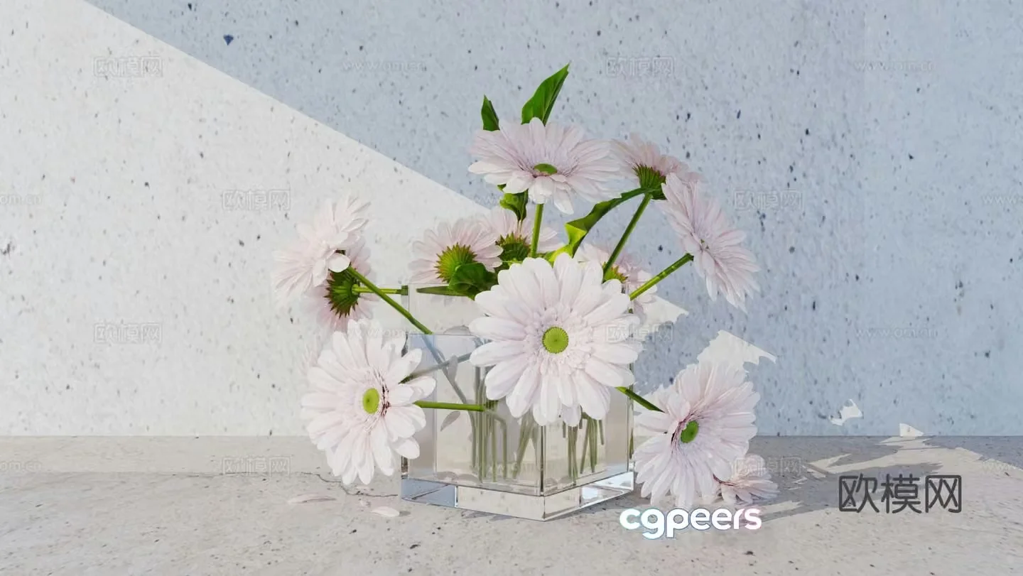 floral vase chrysanthemum flowers 3d model
