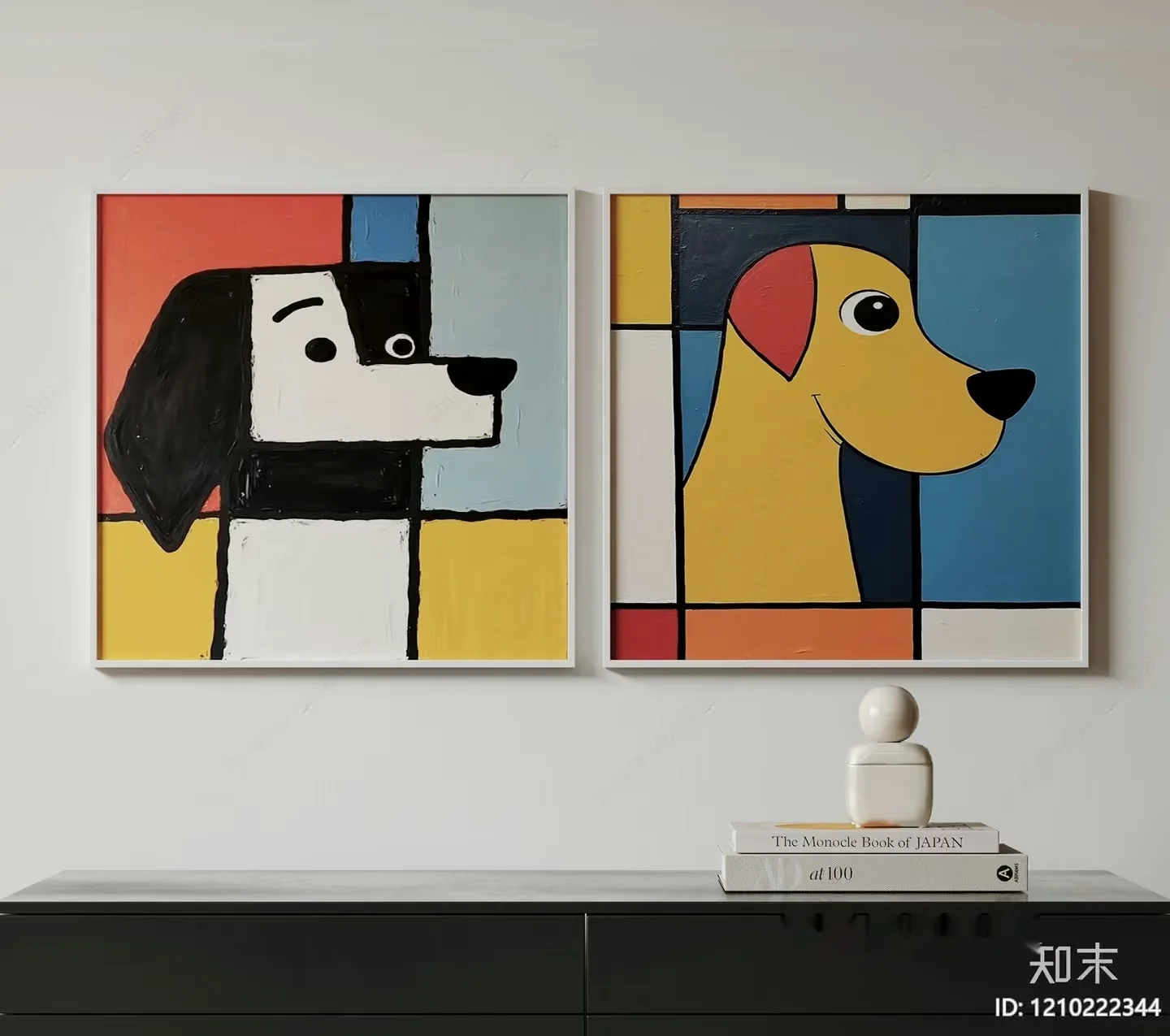 A Painting Of Two Dogs 3D Model – 12908 – VRAY Render