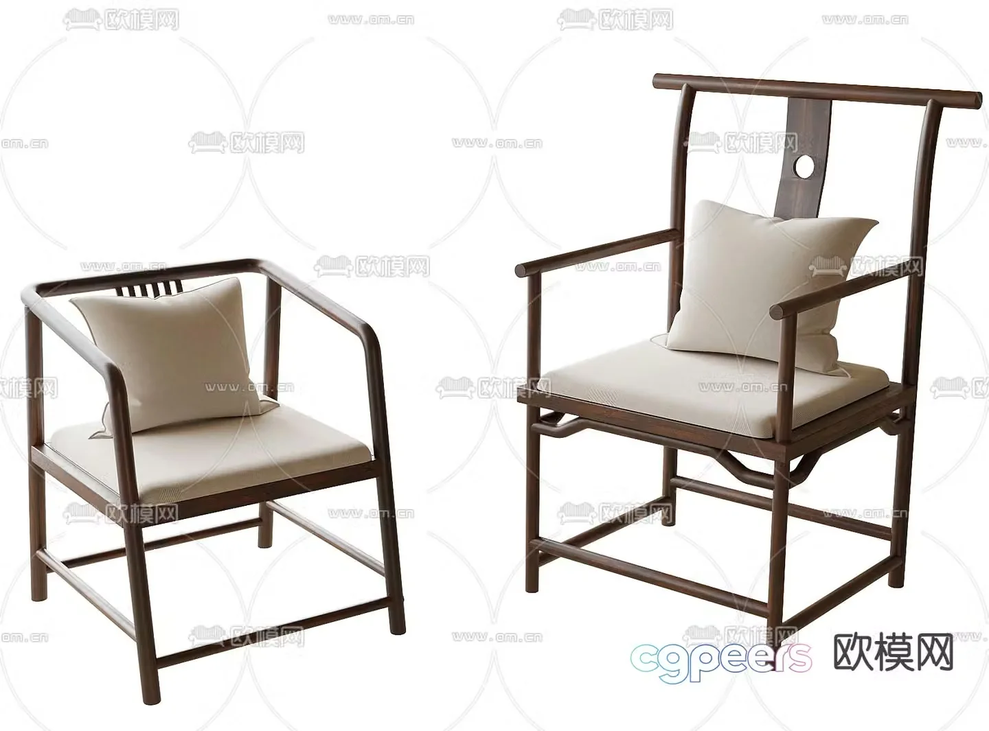 New Chinese dining chair single chair leisure chair 3d model
