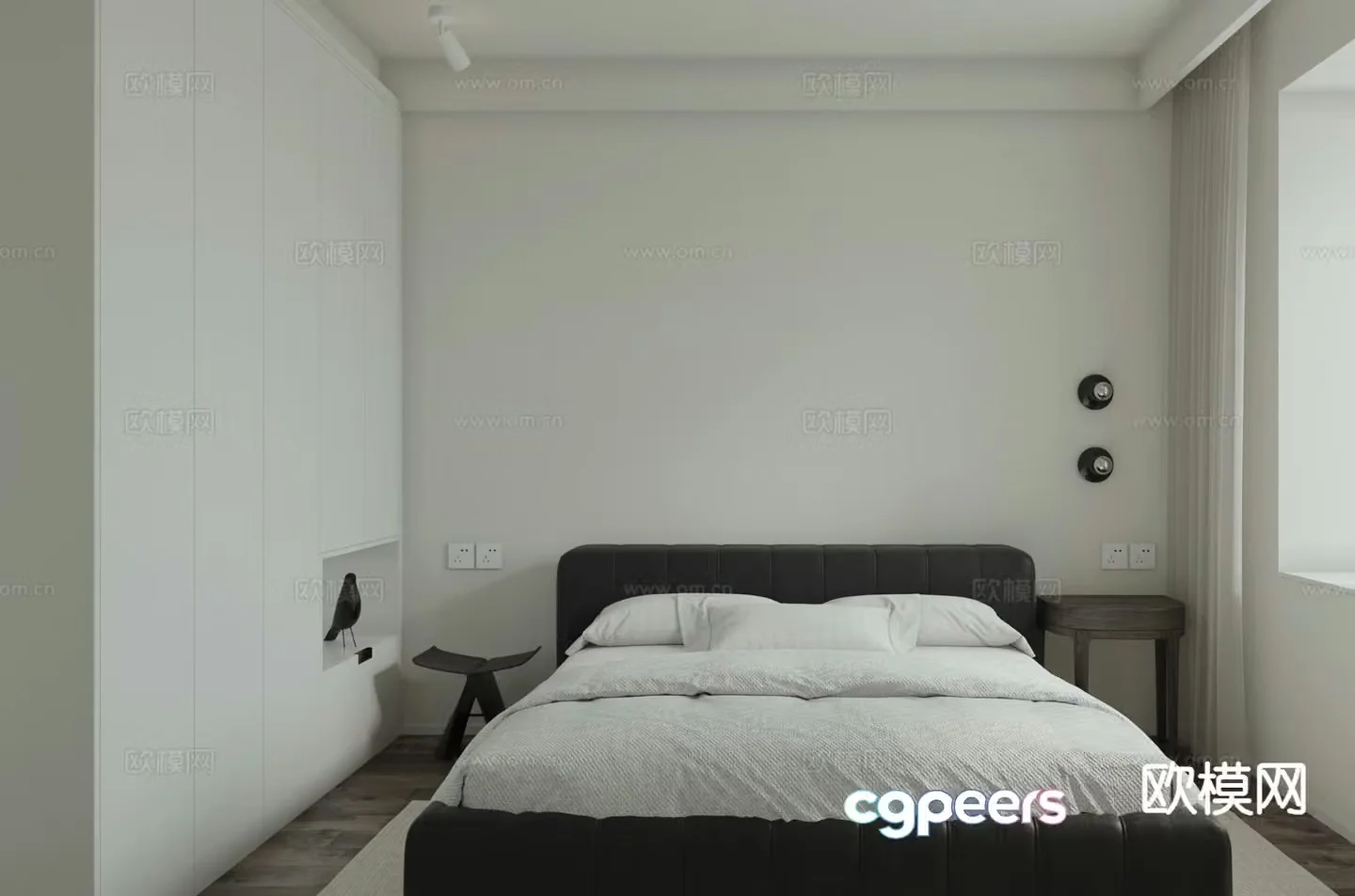 Modern minimalist bedroom 3d model