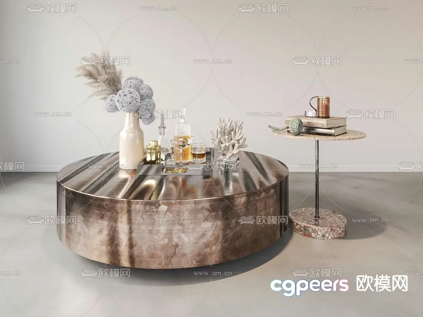 Modern Minotti metal mother-in-law coffee table 3d model
