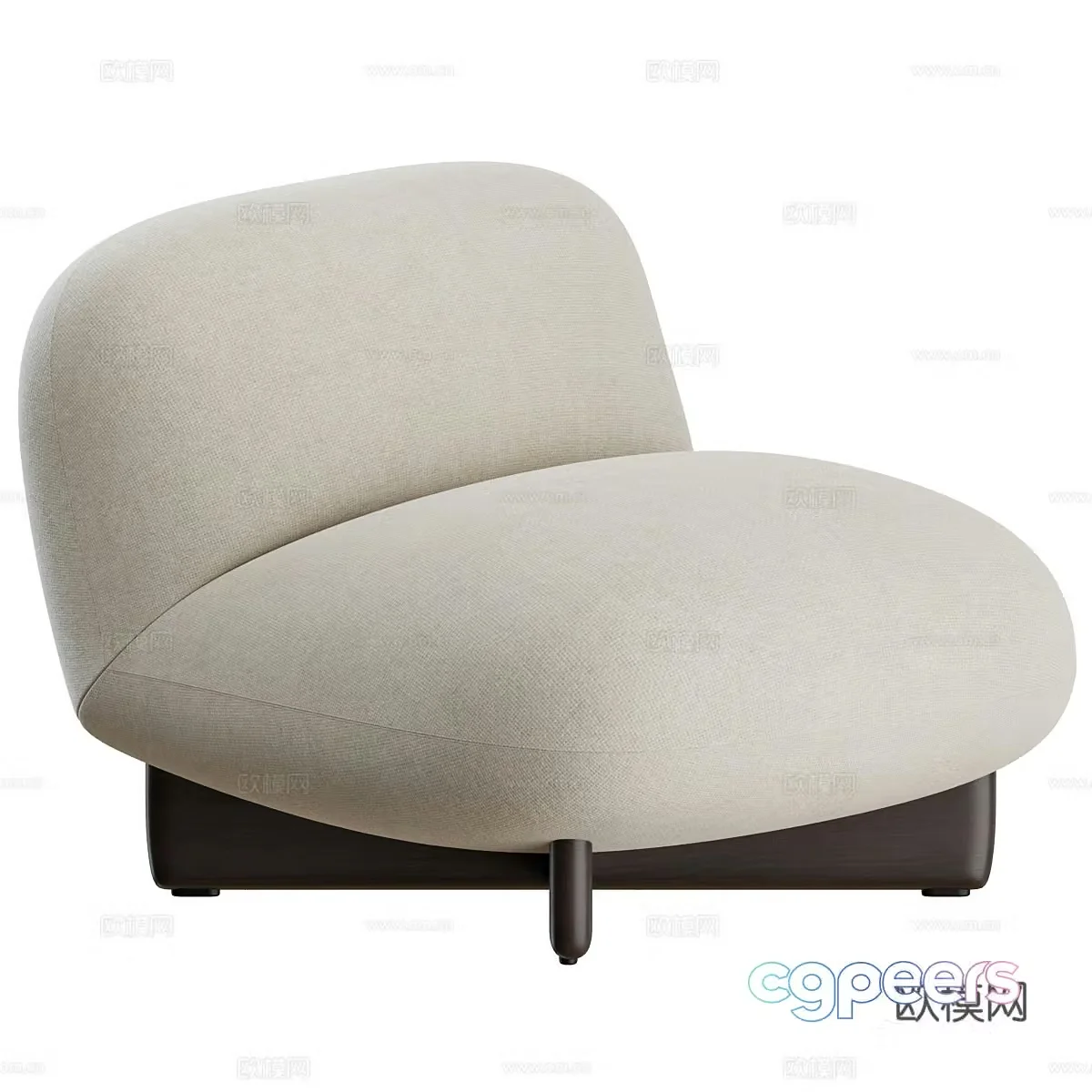 Modern Creamy Hasu Armchair 3d Model