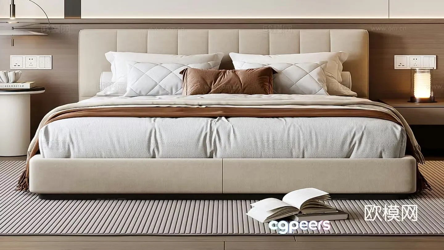 Modern double bed 3d model