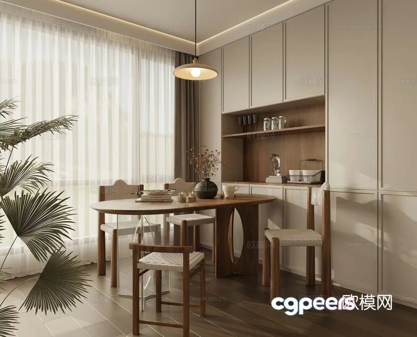Restaurant dining table and chair 3d model