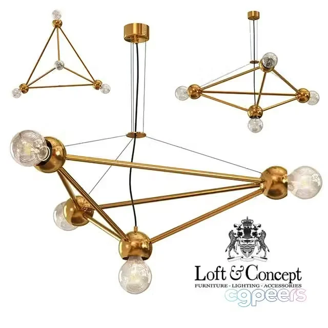 3ds Max Free – Molecule Gold Chandelier 4