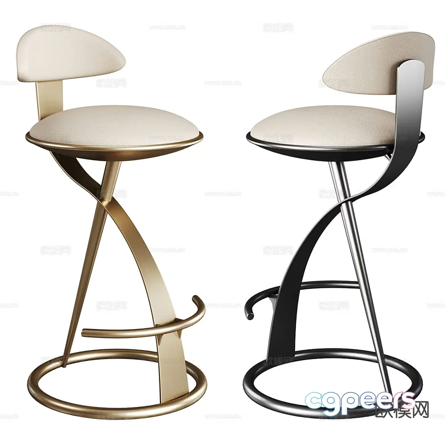 Light luxury bar chair bar stool high stool 3D model