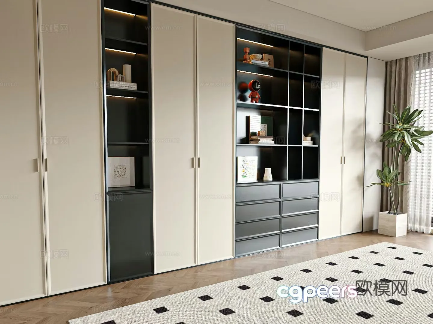 Modern medieval style bookcase 3d model