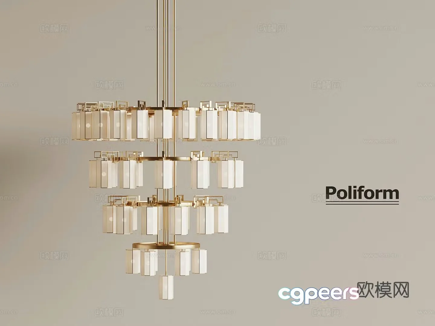 New Chinese style living room ceiling metal chandeliers multi-head chandeliers 3D model