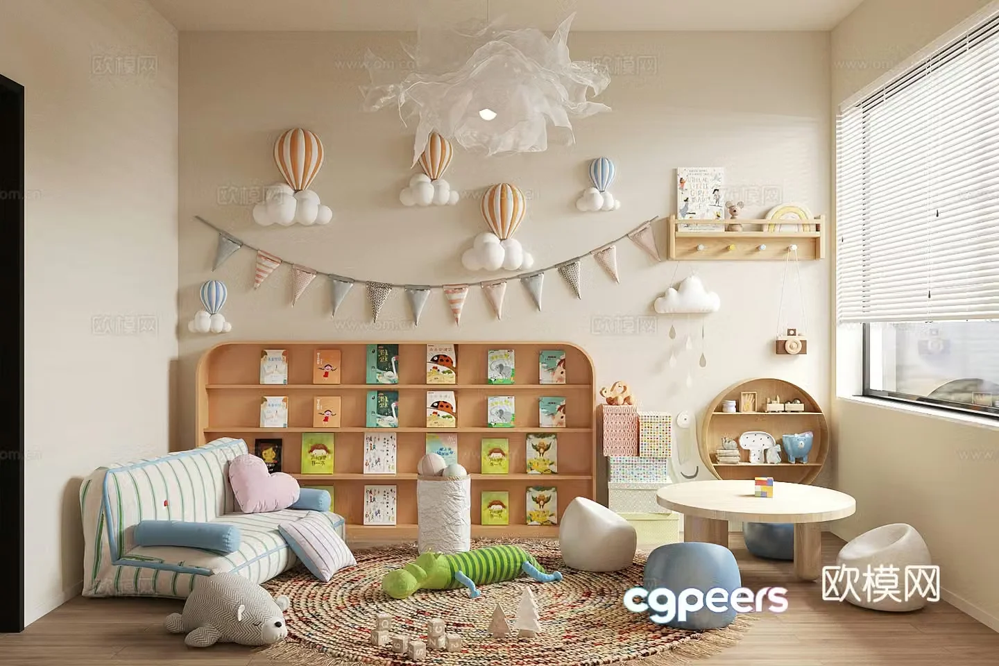 Modern children’s room Children’s entertainment room Toy room Toy storage cabinet Toy doll combination 3D model